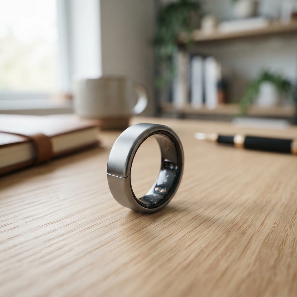 Sleek wearable health device on a clean desk surface