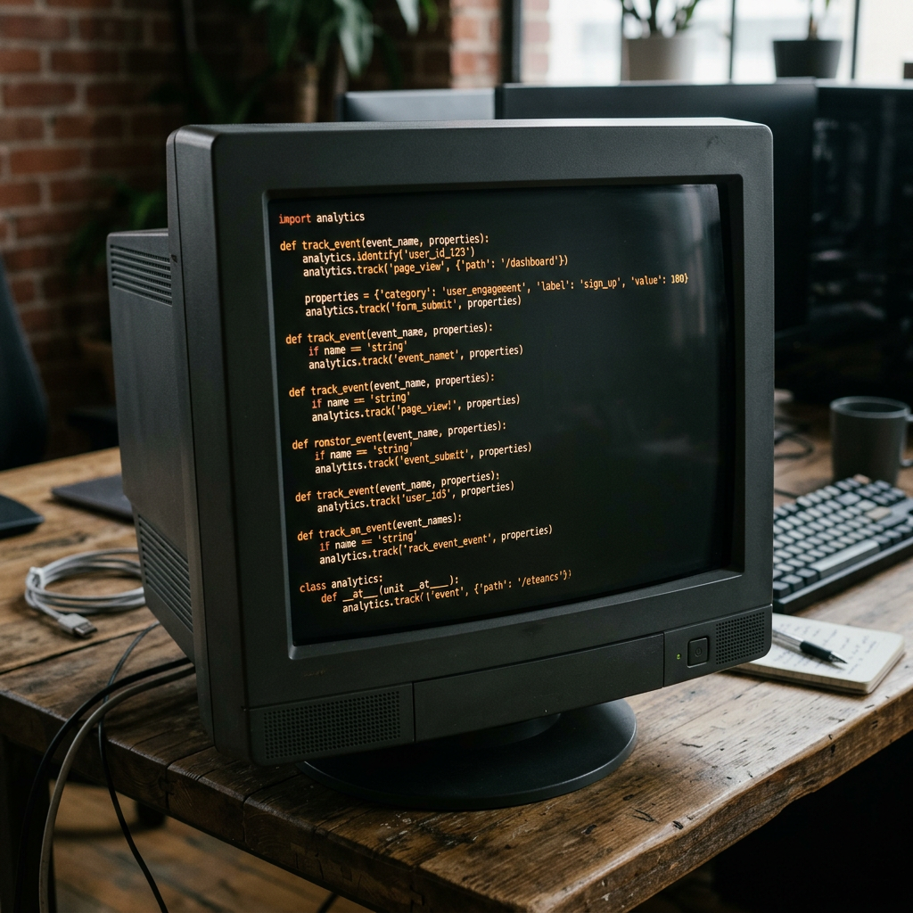 Terminal screen with analytics tracking code implementation