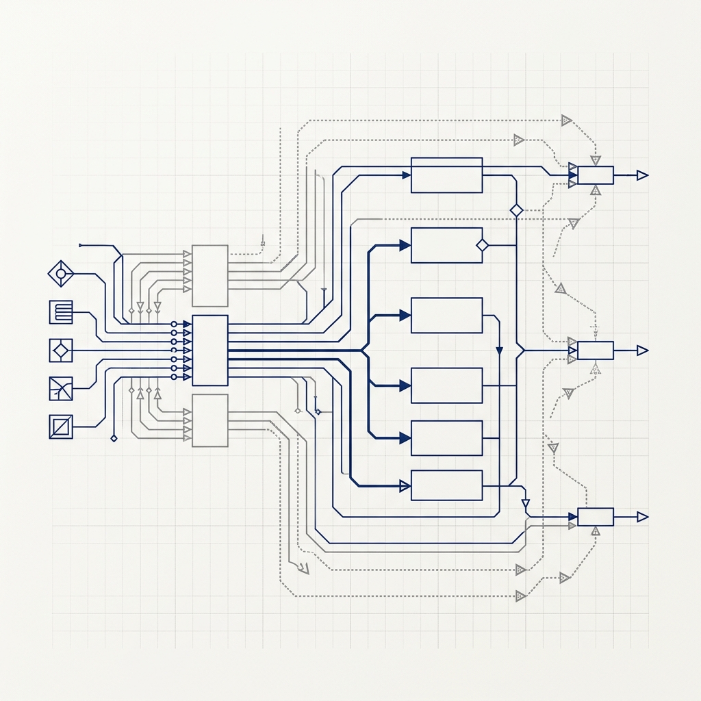 Technical blueprint of metric signal routing
