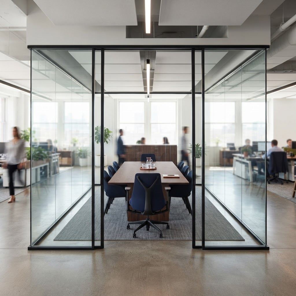Modern minimalist office conference room interior