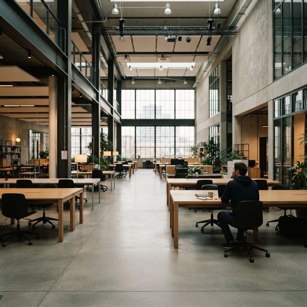 Professional remote developer in a spacious workspace