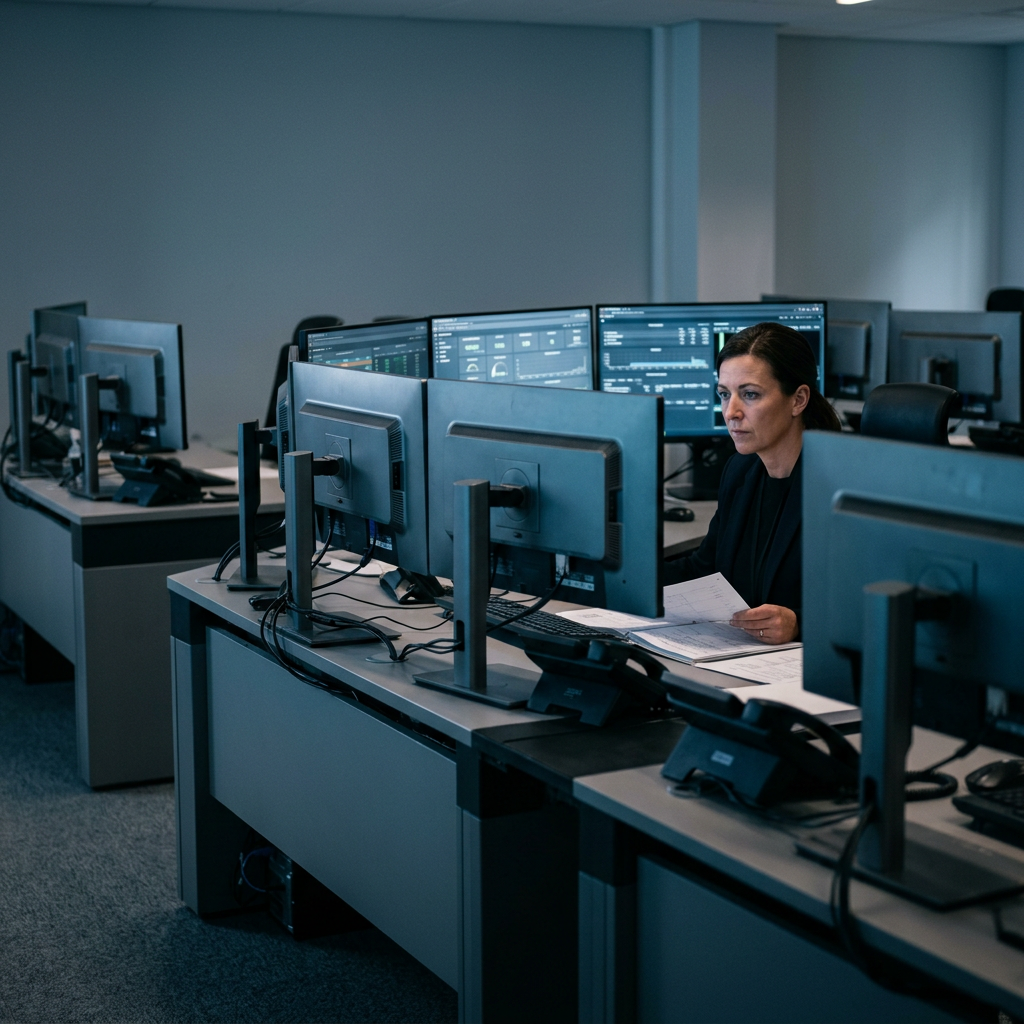 Monitoring station with data dashboards and operator