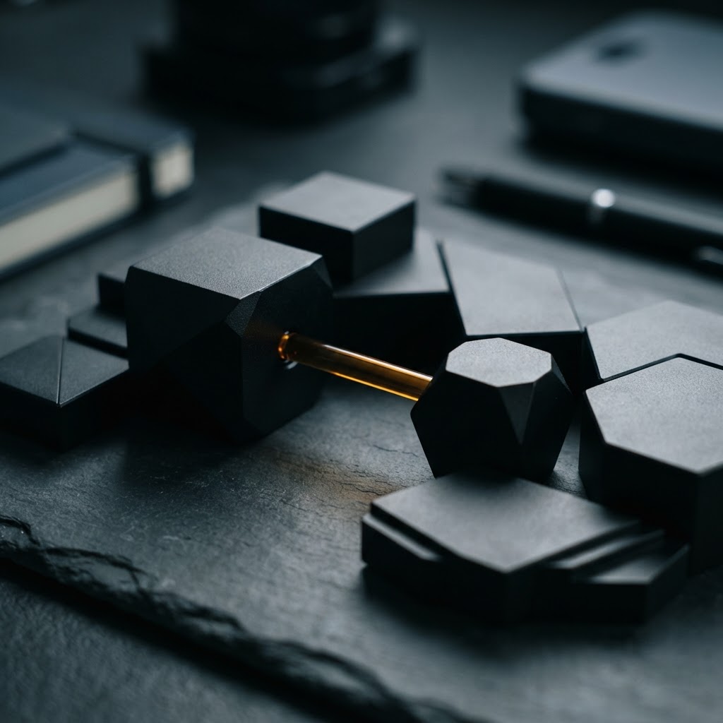 Precision metal blocks and rods representing signal flow