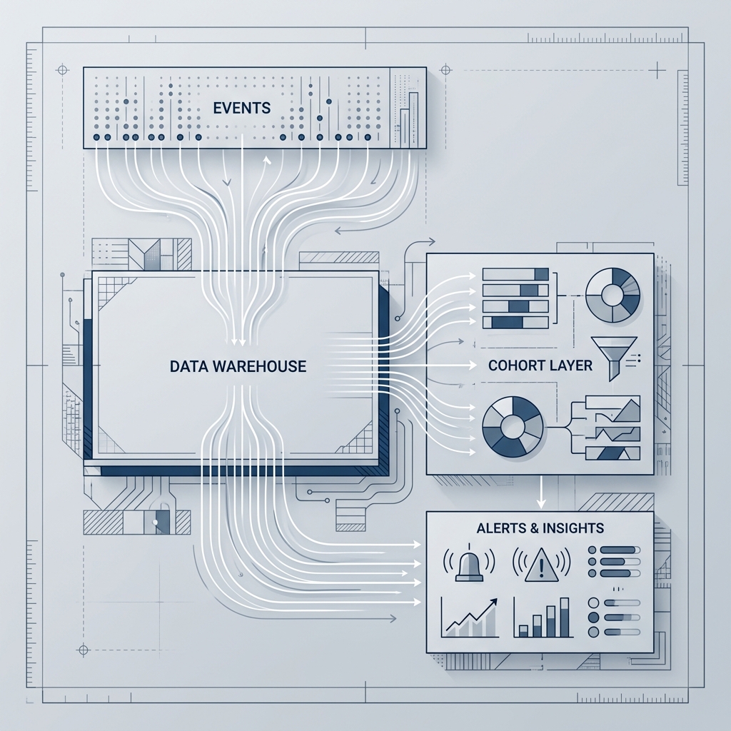 Retention analytics stack architecture diagram