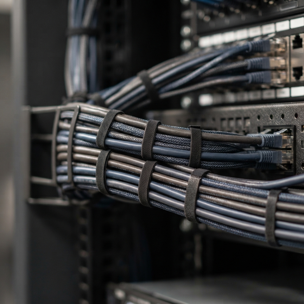 Professional cable management demonstrating network order