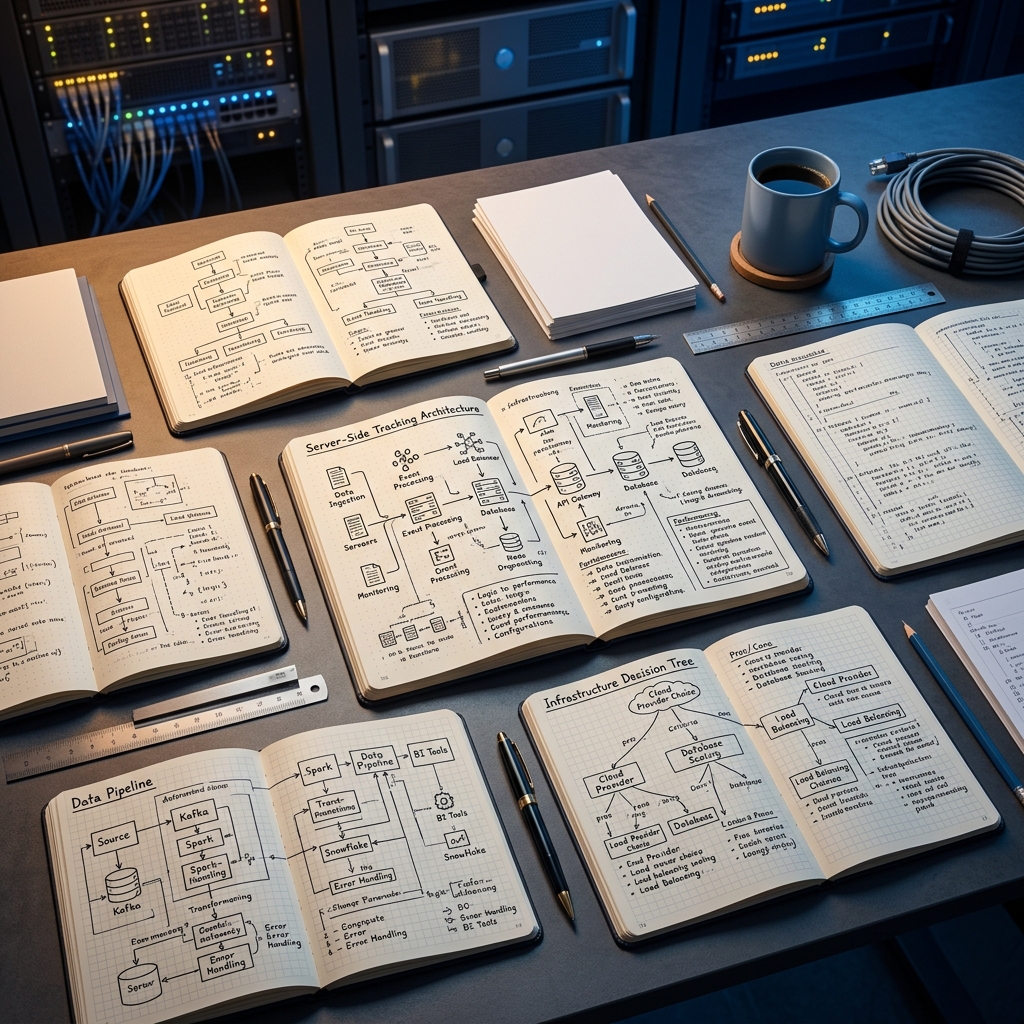 Planning notes and architecture diagrams for tracking system