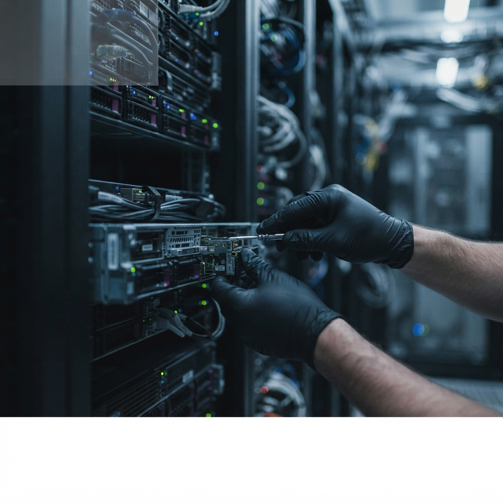 Technical professional working on server infrastructure