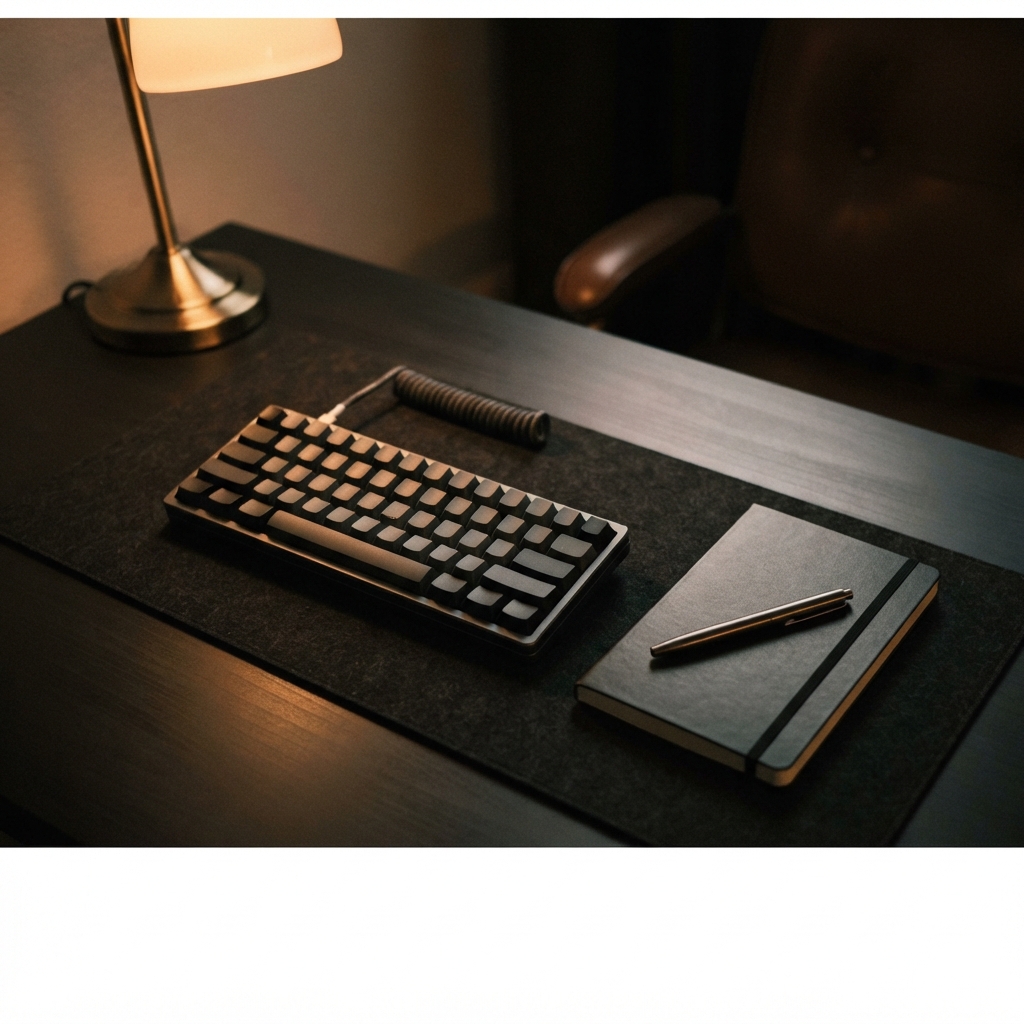 Clean workspace with notebook and pen