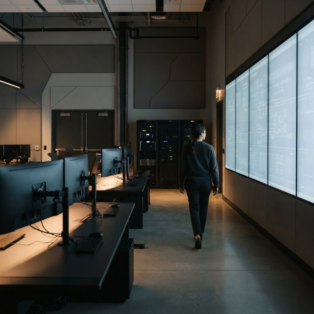 Professional technical control room environment for data monitoring