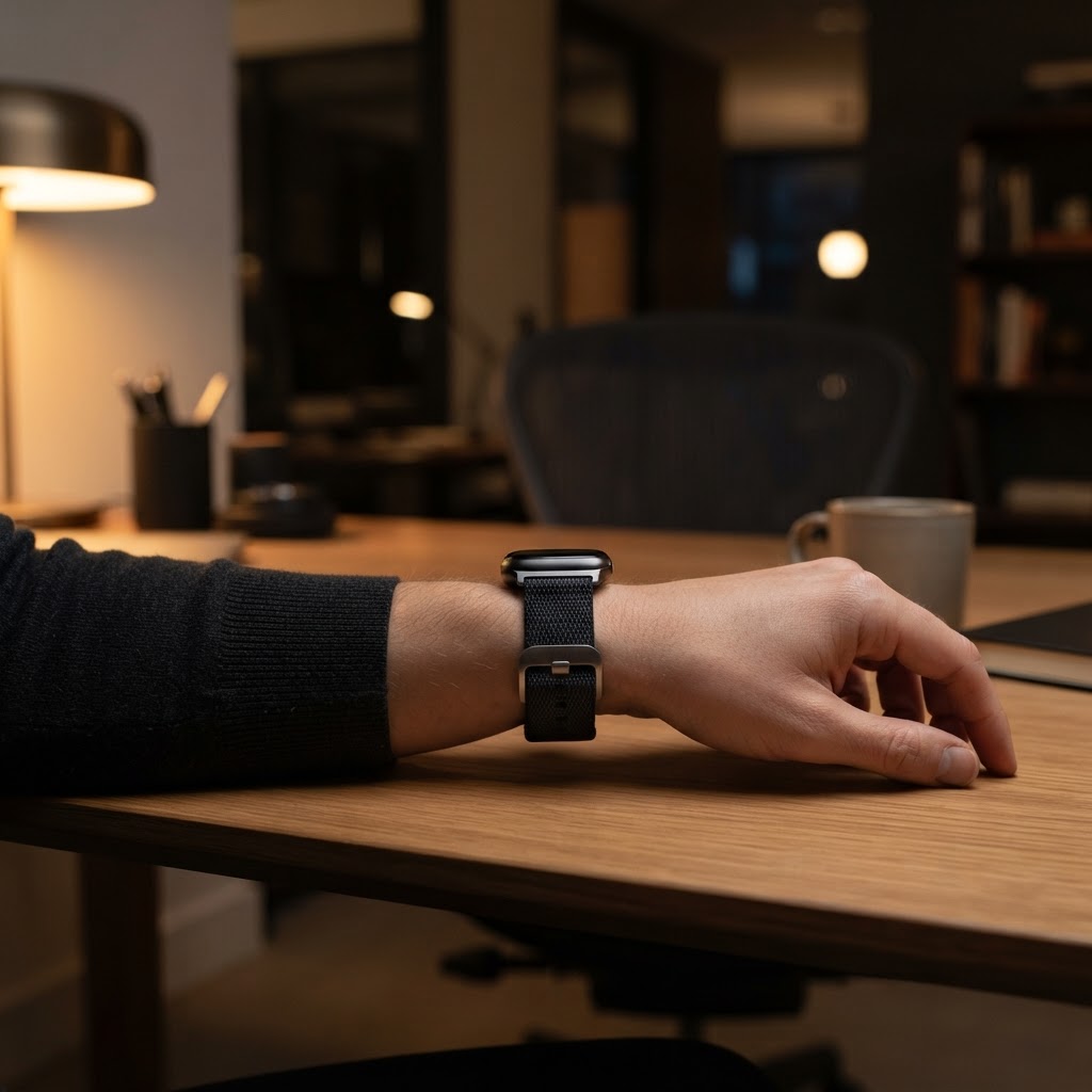 Close up of a wearable device on a wrist