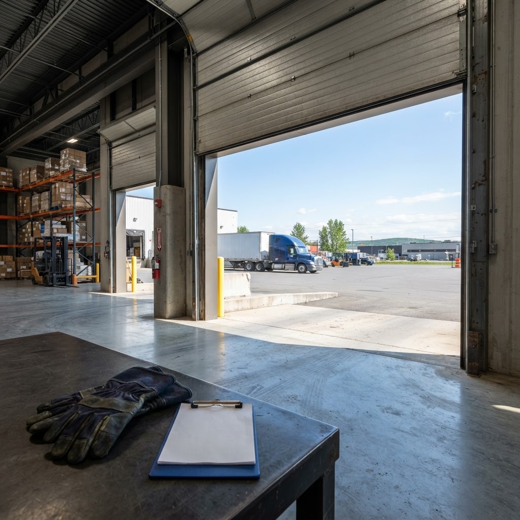 A view from inside a warehouse loading bay