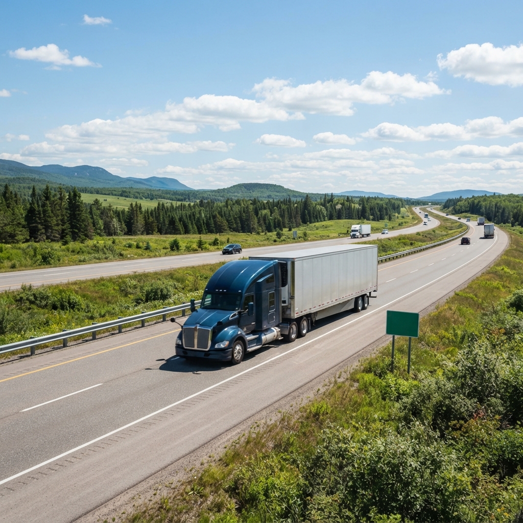 18 wheeler truck driving on a highway