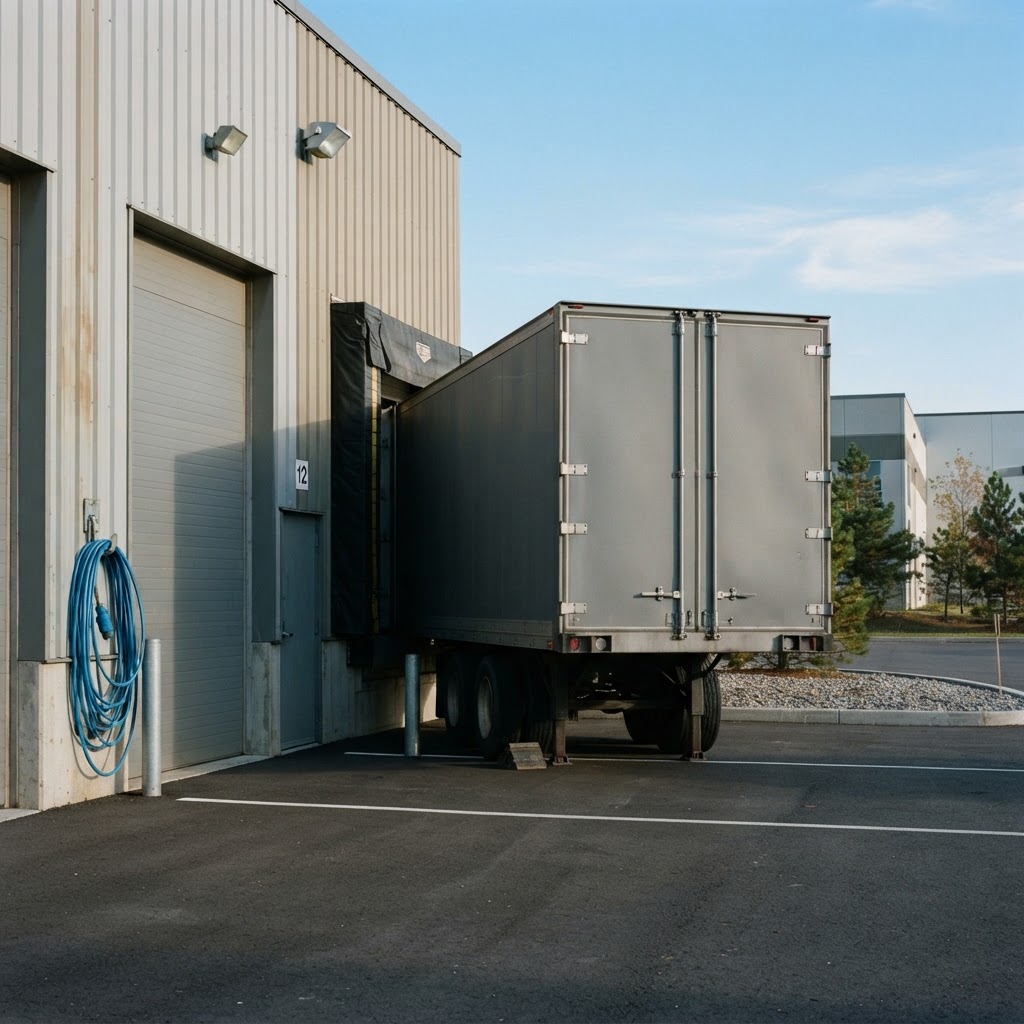 Commercial freight trailer at a loading dock