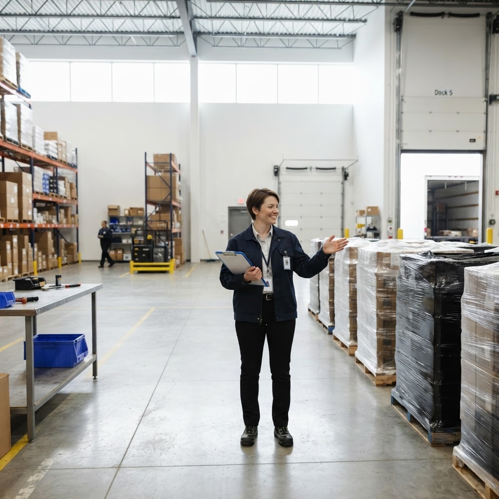 Logistics manager preparing warehouse shipment