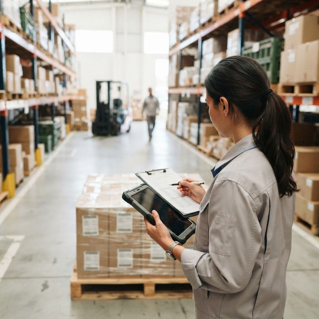 Logistics coordinator managing warehouse shipments