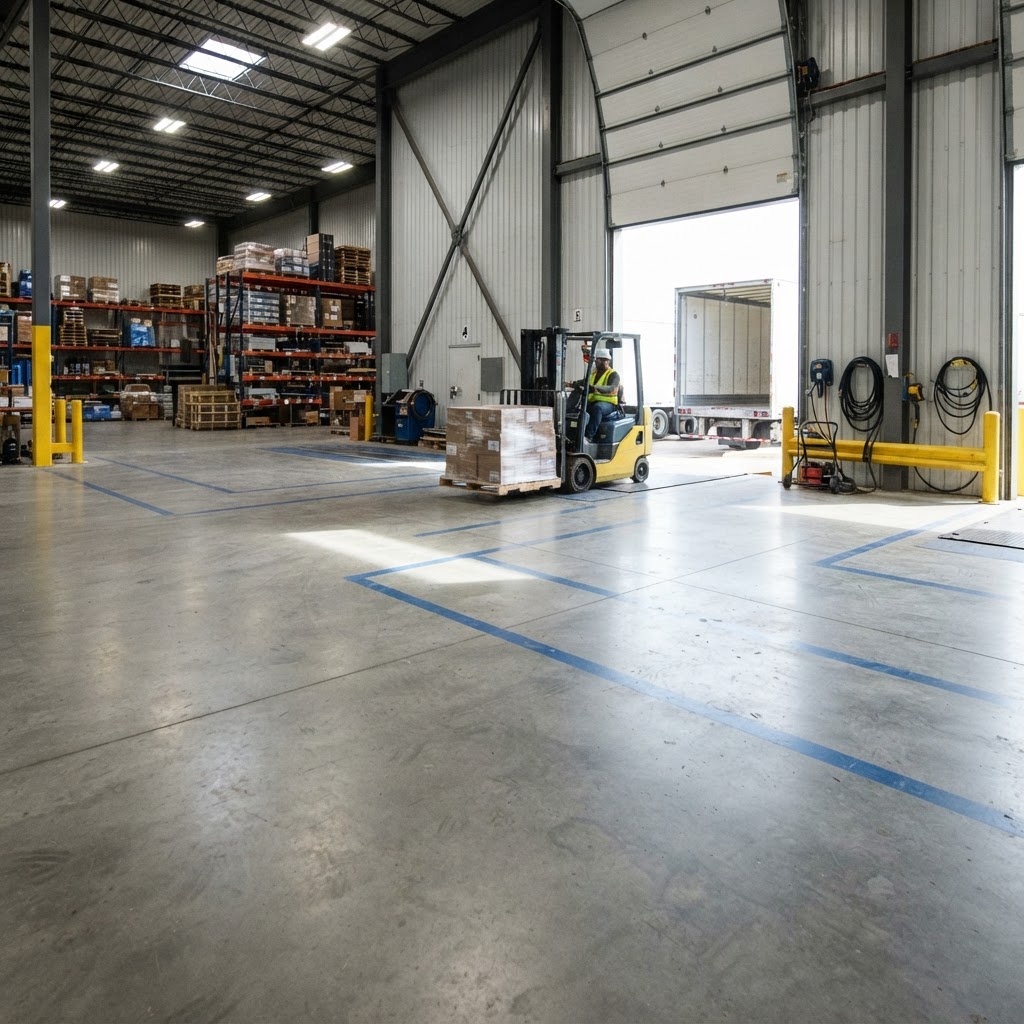 Professional forklift driver maneuvering a pallet in a warehouse
