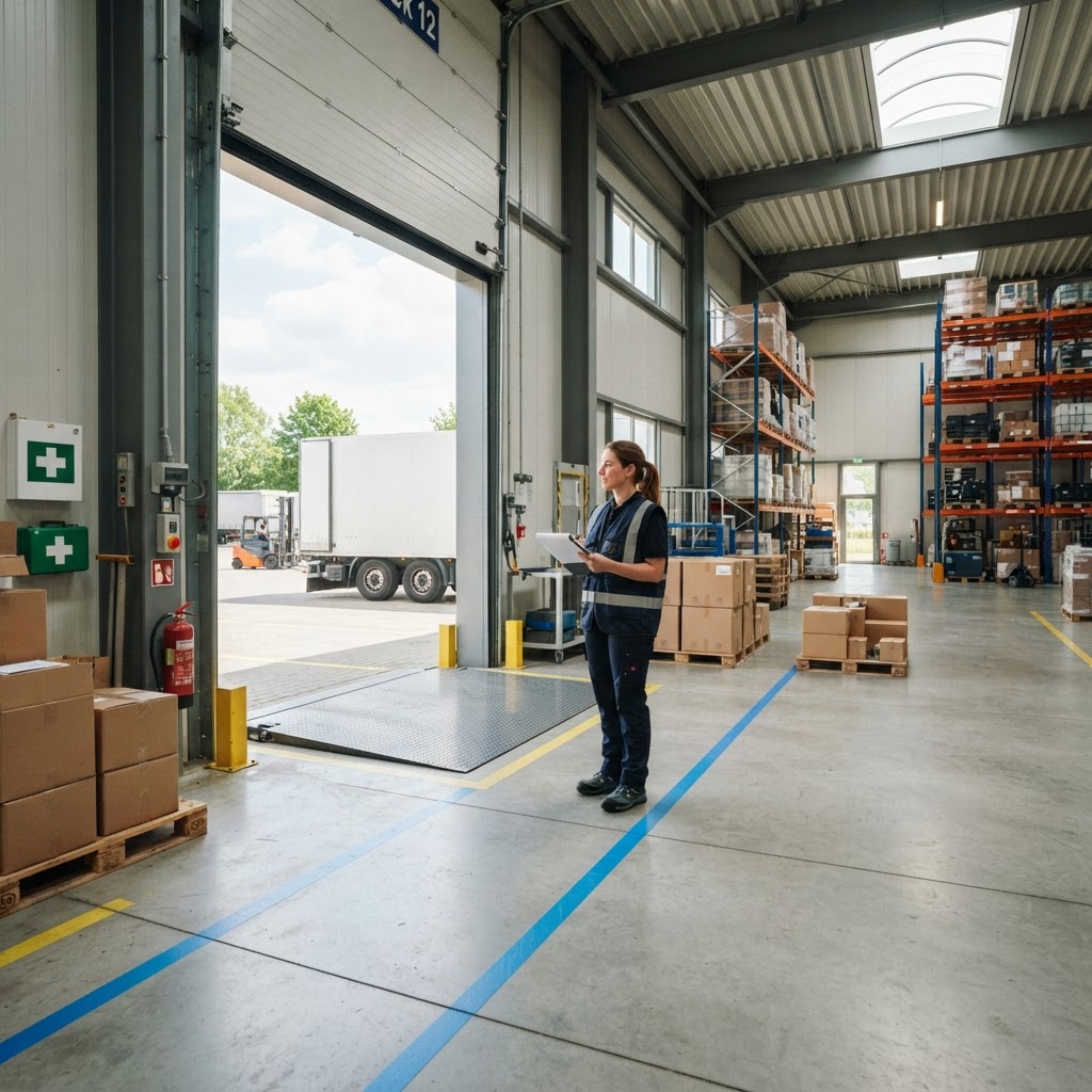 Logistics coordinator managing a warehouse loading dock