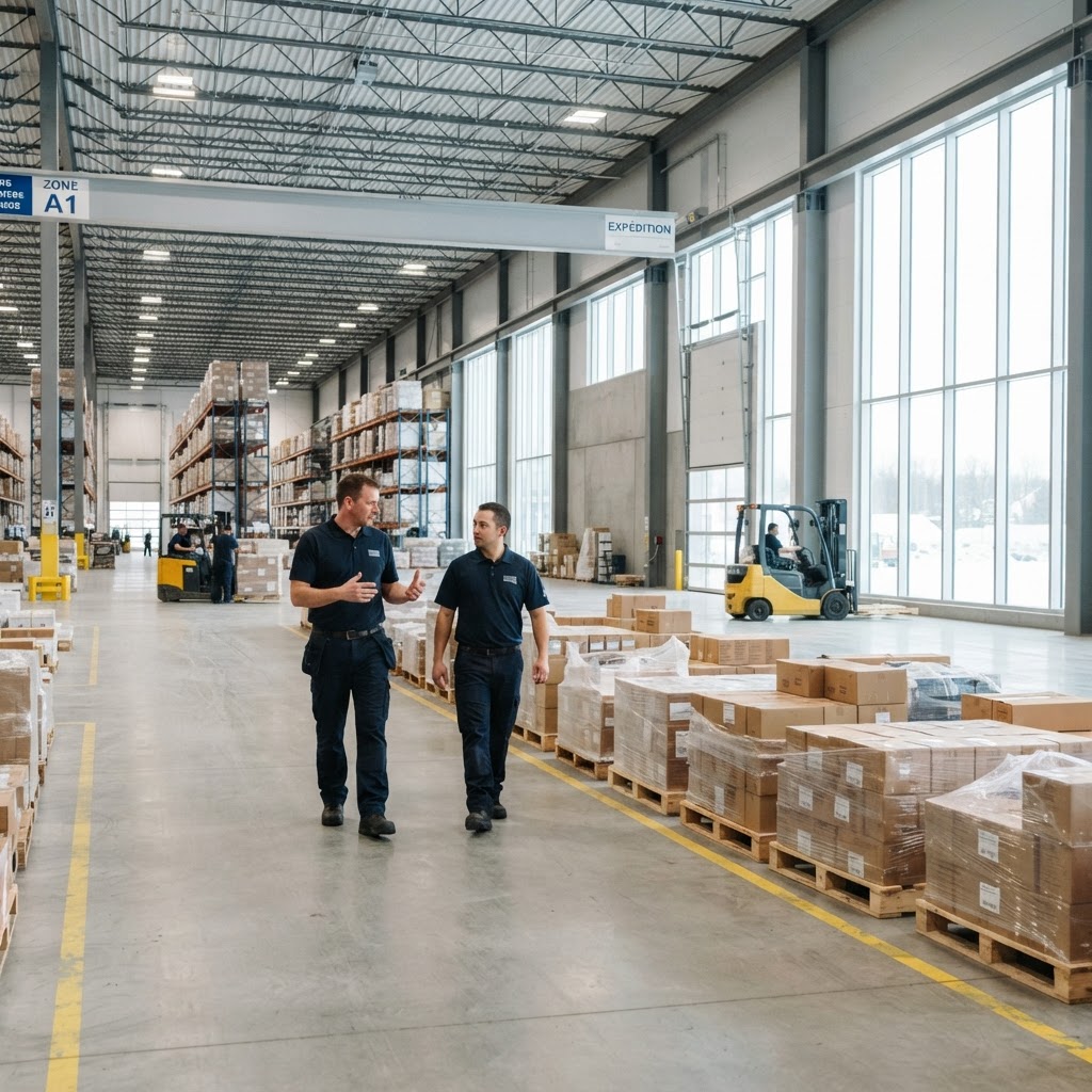Warehouse staff working in a clean facility