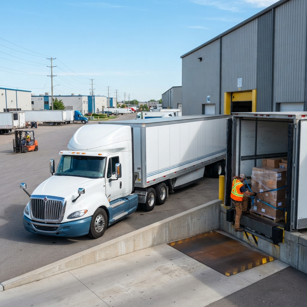 Loading freight onto a commercial truck