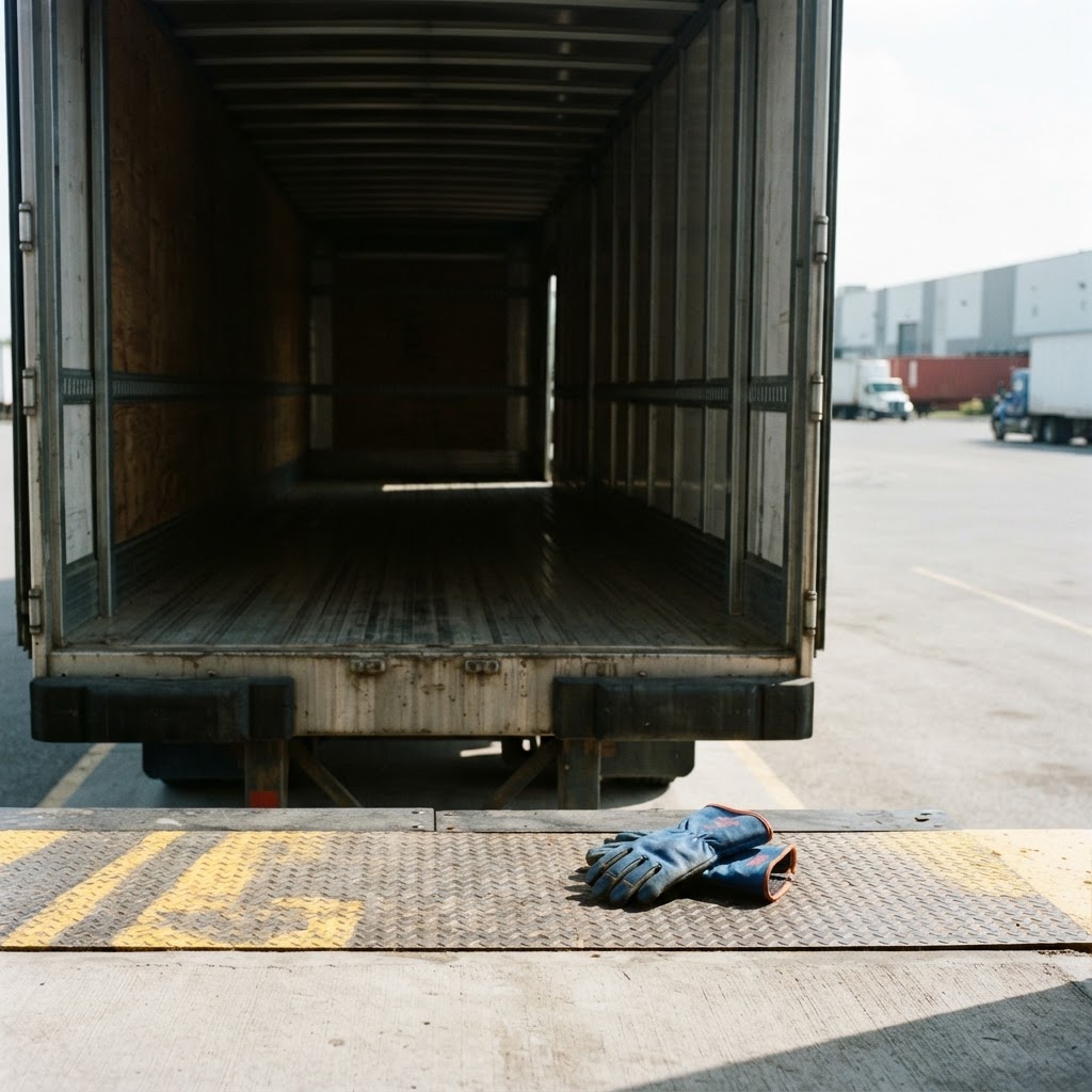 Empty semi-trailer interior ready for loading at a warehouse dock