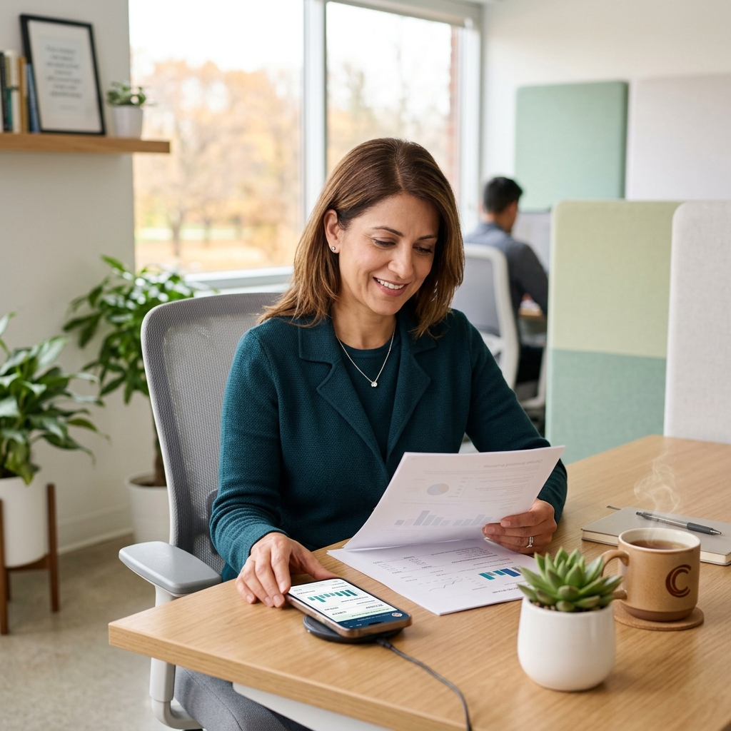 Business owner reviewing health spending account information