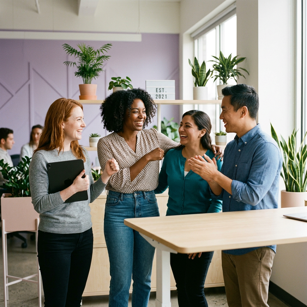Small business team reviewing personalized benefits accounts together