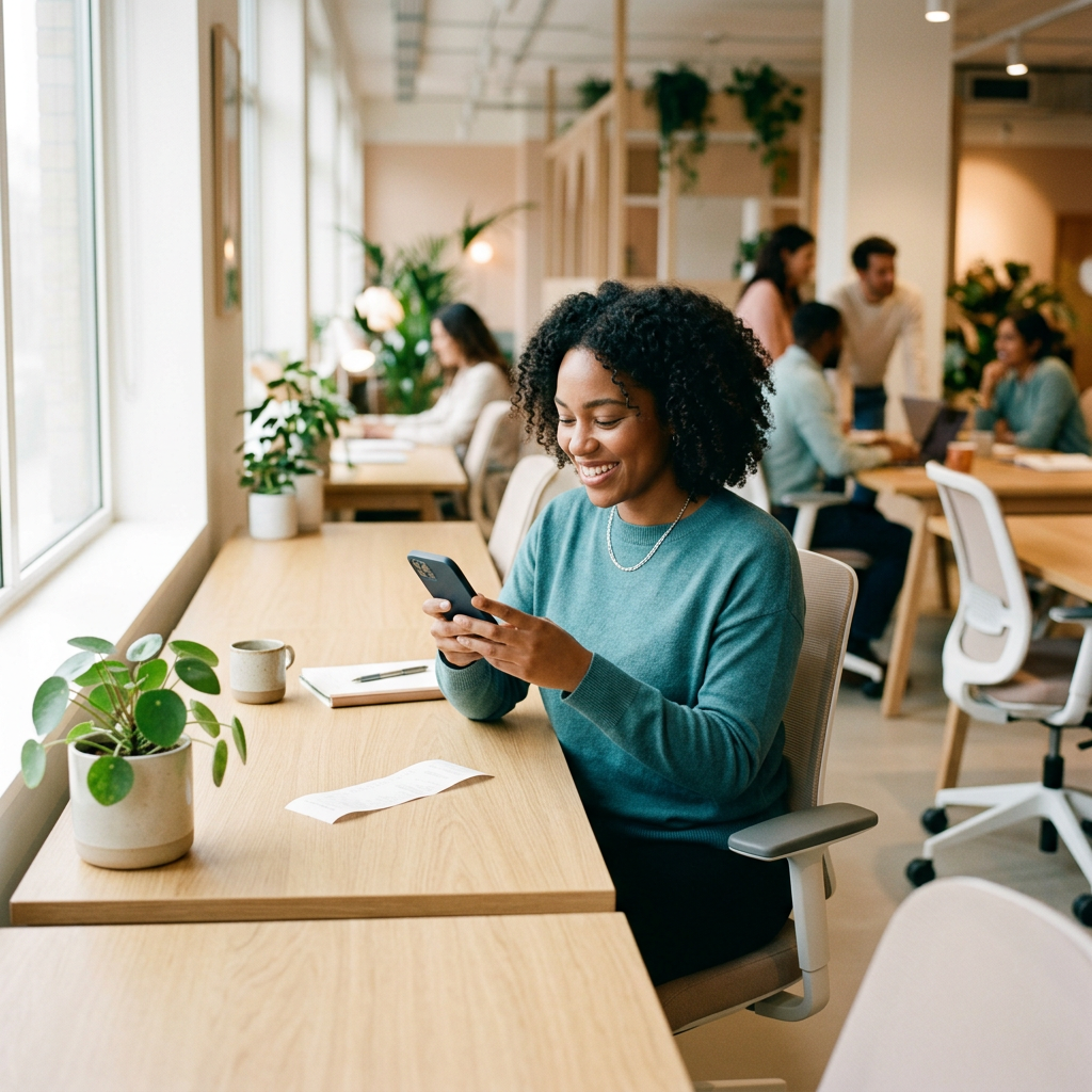 Employee submitting wellness claim via mobile app