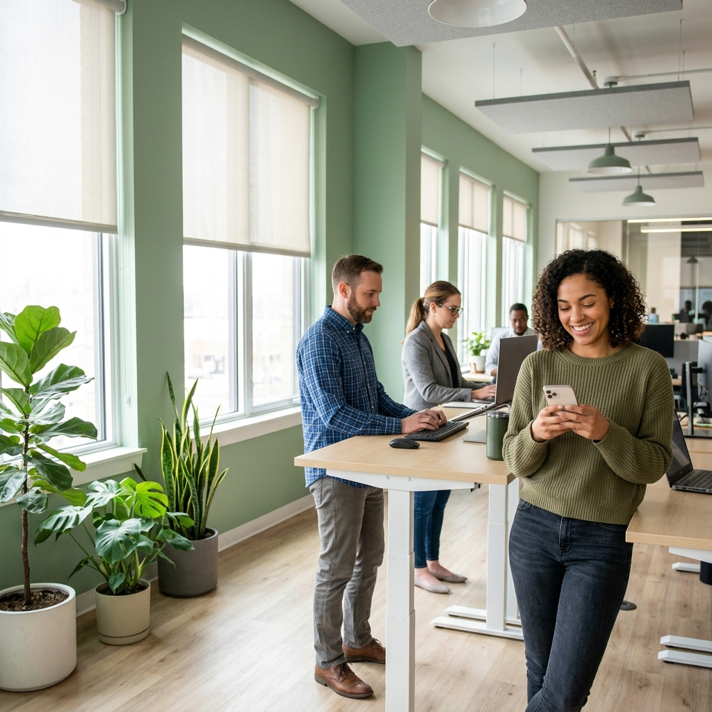 Diverse office team celebrating benefits flexibility
