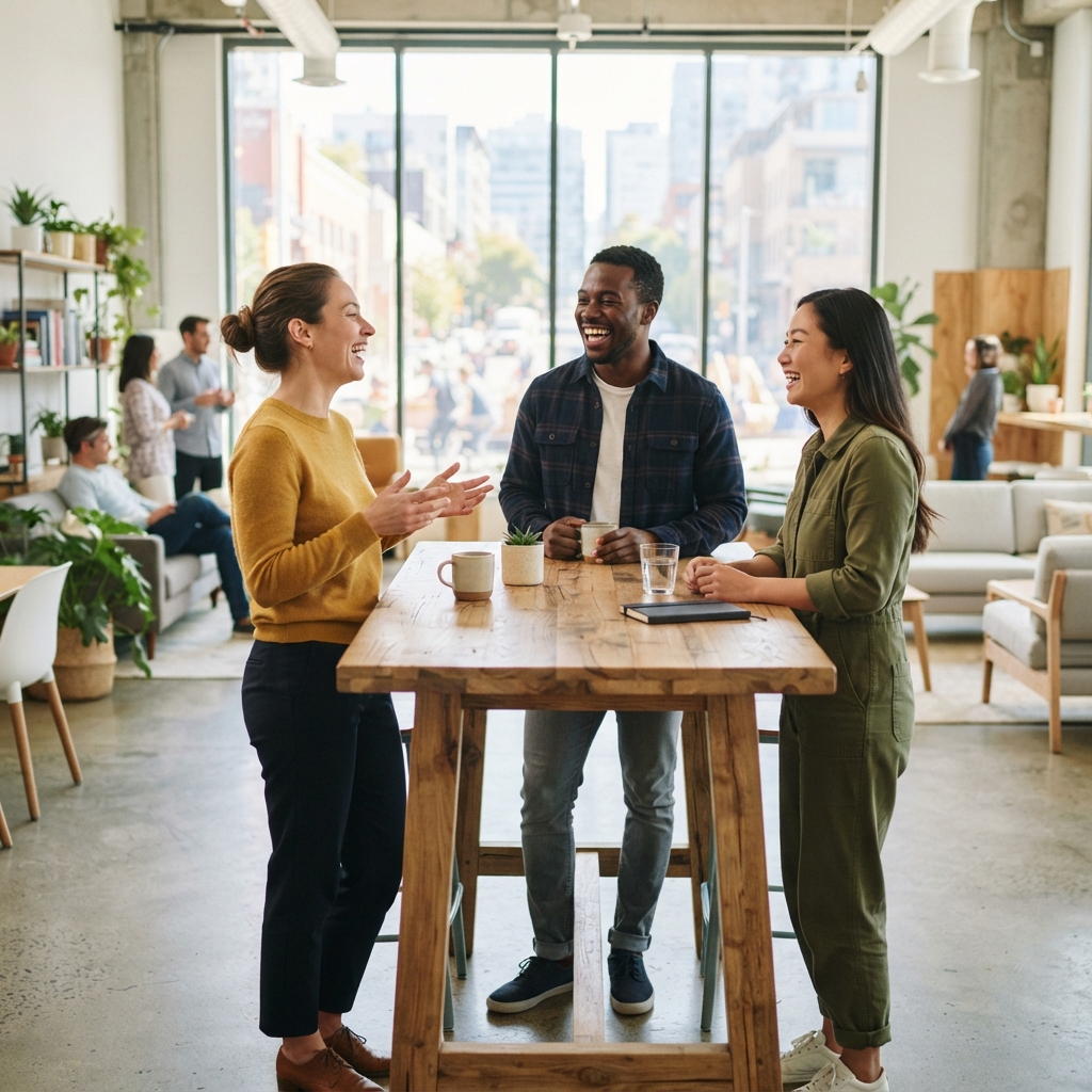Diverse startup team having an energetic and collaborative conversation