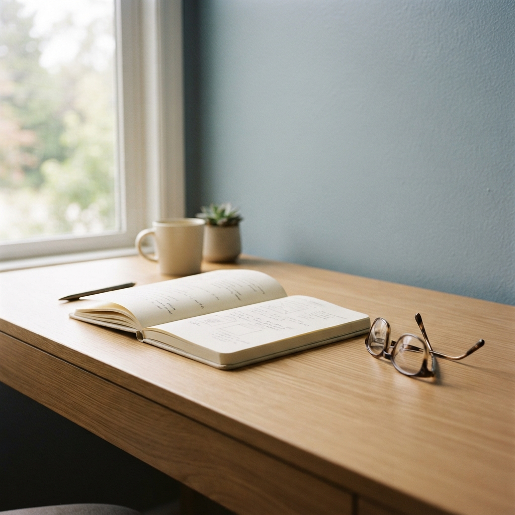 A clean and organized professional desk workspace