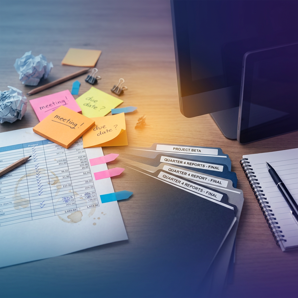 Messy spreadsheets transforming into organized clarity
