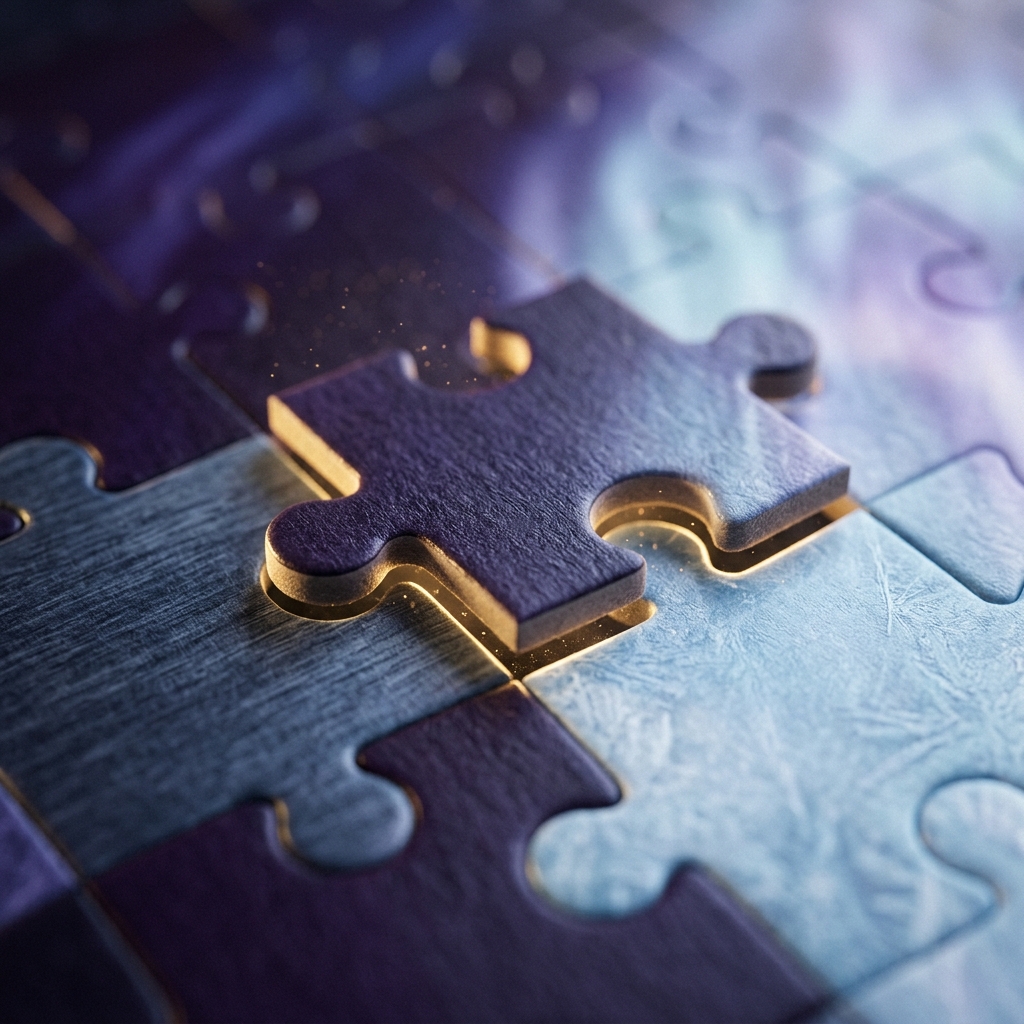 Final puzzle piece clicking into place with golden light