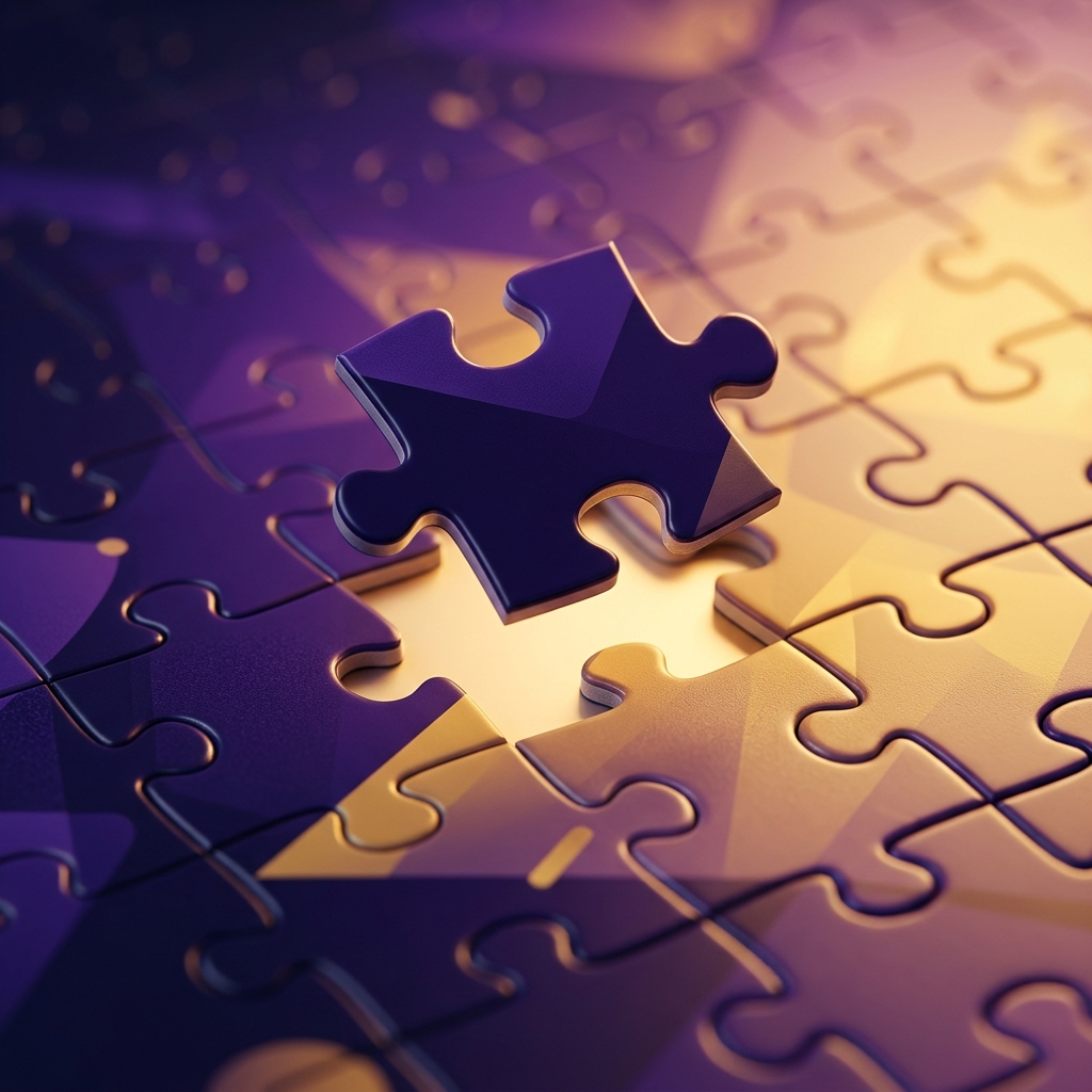Puzzle pieces clicking together in alignment