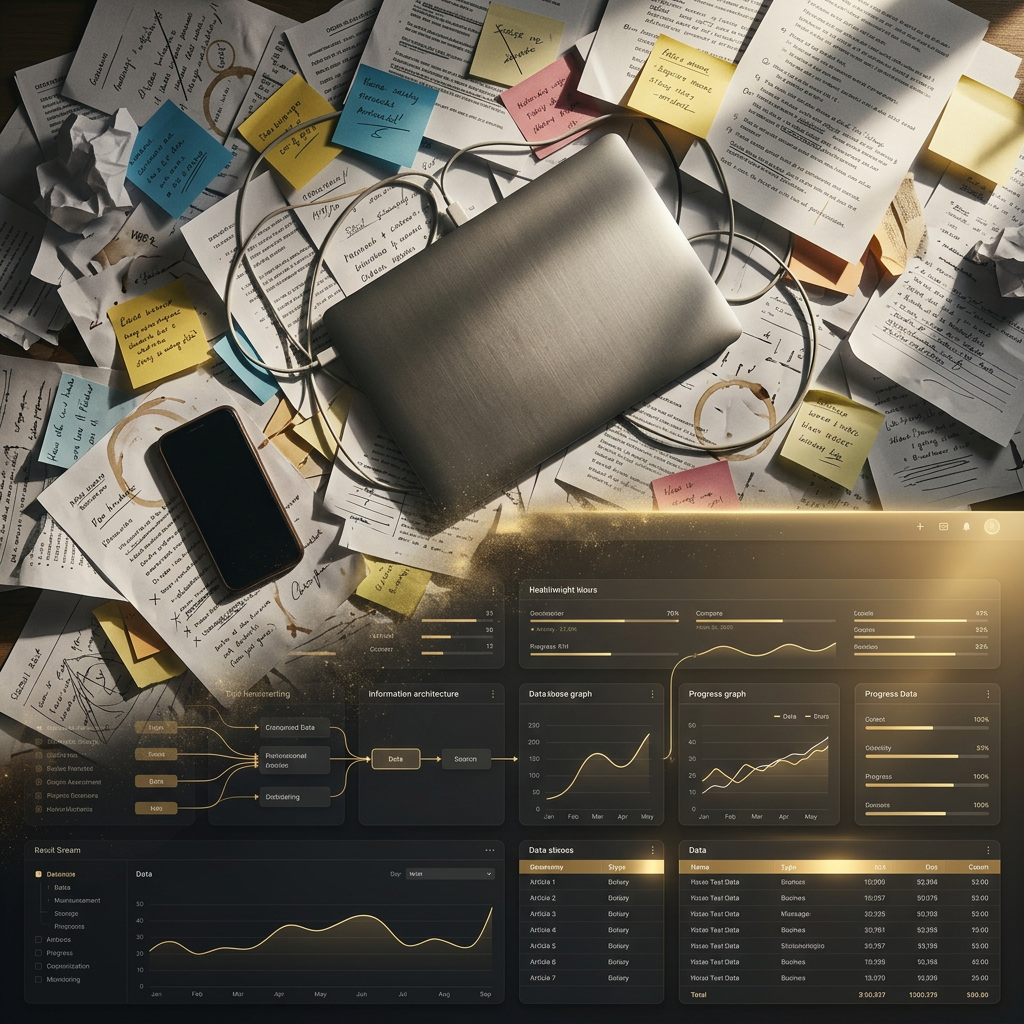 Spreadsheet chaos transforming into organized system