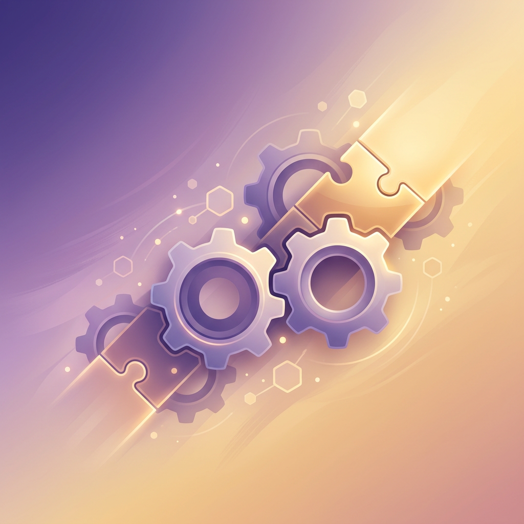 Puzzle pieces aligning into organized momentum