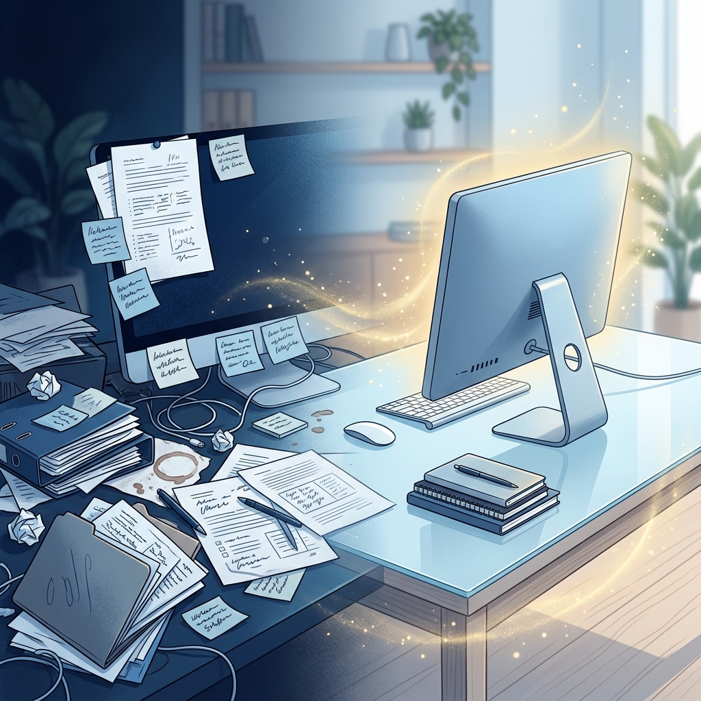Spreadsheet chaos transforming into organized HR system