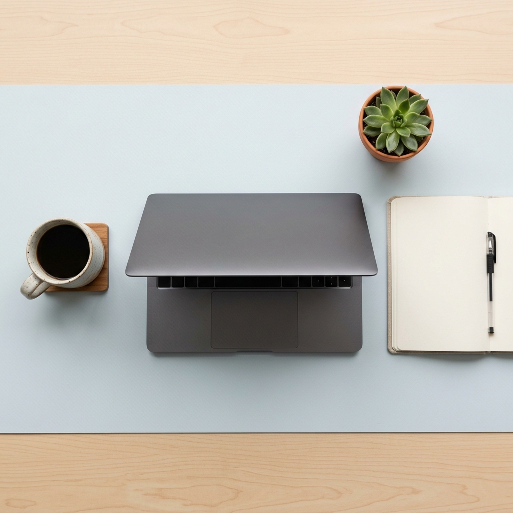 Organized workspace with laptop and planning materials