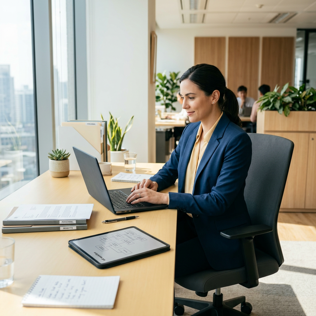 HR professional managing streamlined processes with confidence