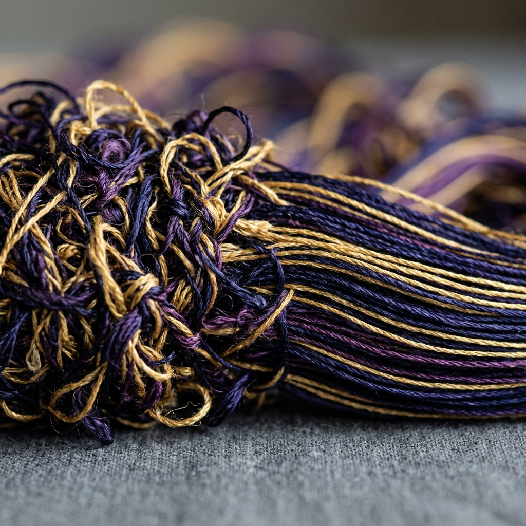 Tangled threads untangling into organized, neat lines