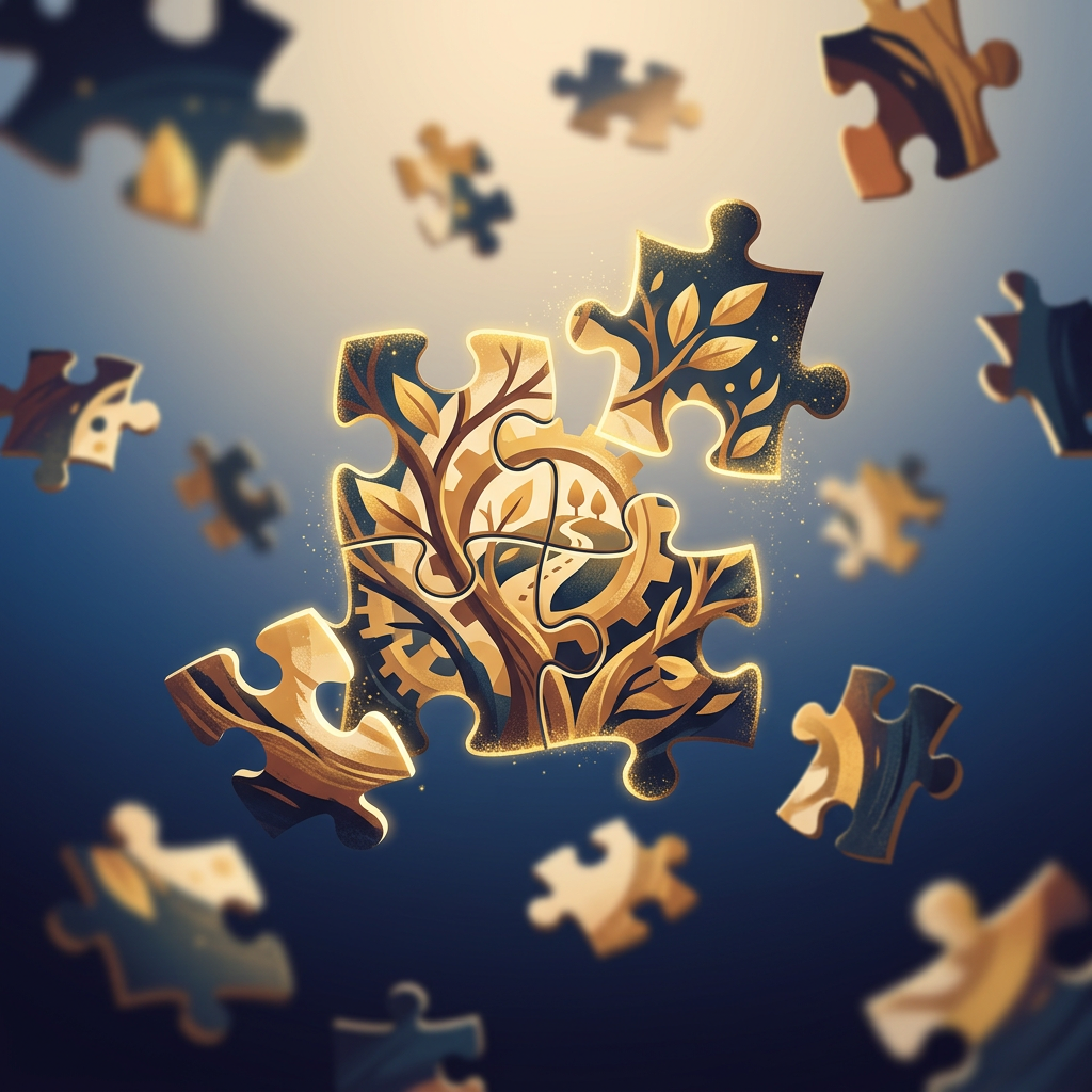 Puzzle pieces connecting to represent finding the right HR solution