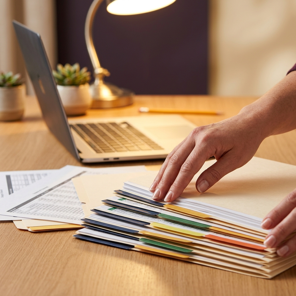 Hand organizing HR files from chaos to order
