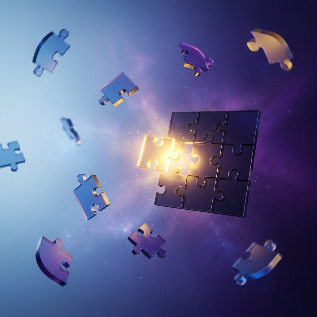 Puzzle pieces connecting representing system organization and clarity
