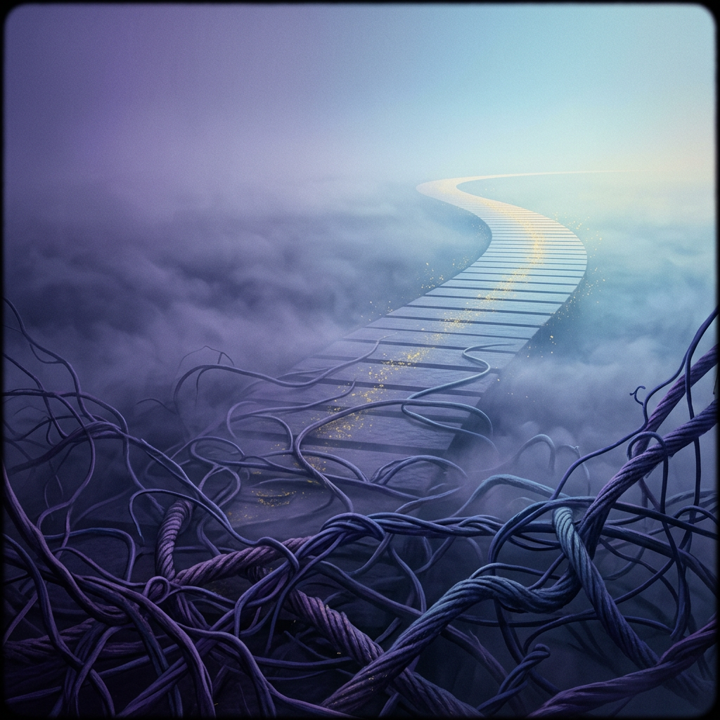 Path emerging from fog representing clarity and progress