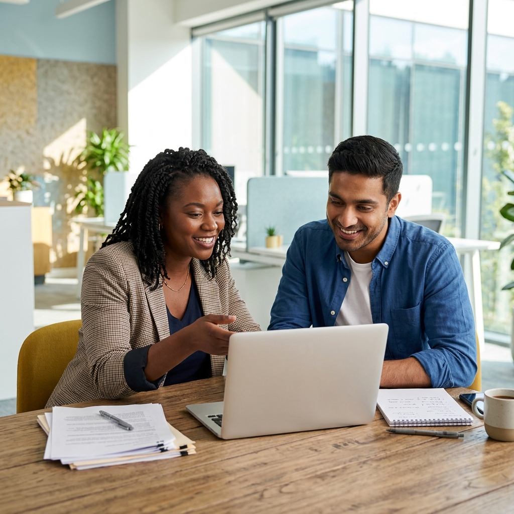 Founder and ops lead collaborating on onboarding strategy