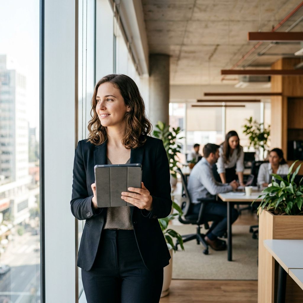 Business leader feeling confident with organized HR systems