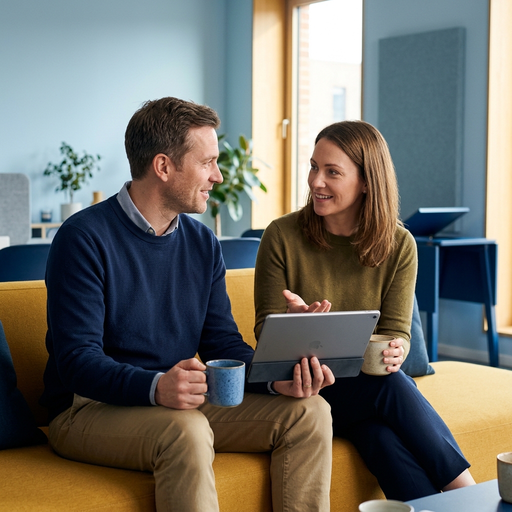 Founder and HR lead reviewing strategy together