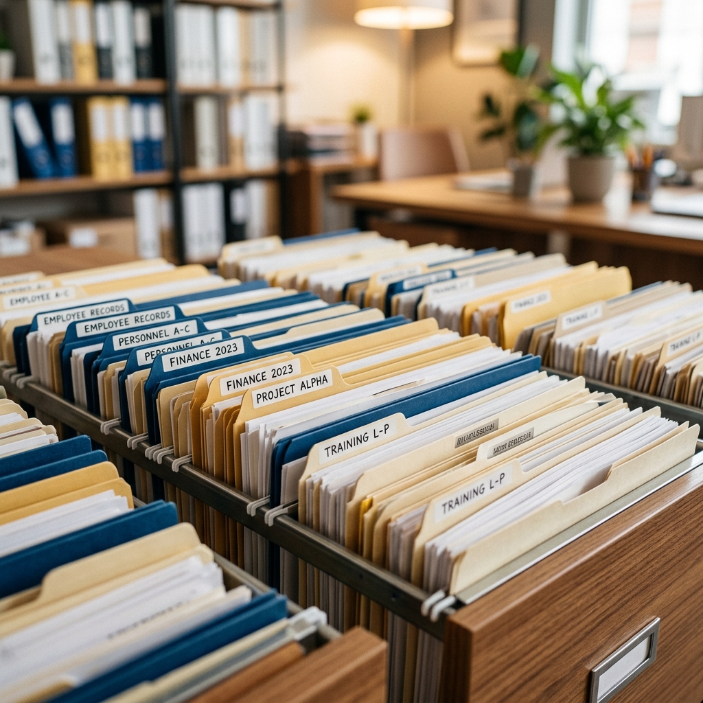 Organized employee records and documentation files