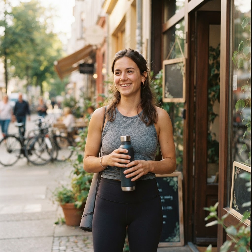 Person feeling healthy and empowered after wellness activity