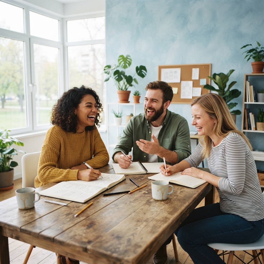 Diverse team collaborating in a bright modern office