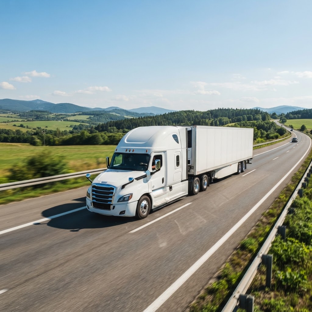 Semi truck traveling on a highway
